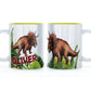 Personalised Mug with Red Bold Text and Stegosaurus