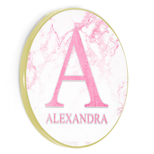 Personalised Wireless Charger with Gold Monogram on Black & Purple Marble