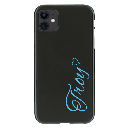 Personalised One Phone Gel Case with Light Blue Heart Accented Text