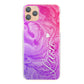 Personalised Google Phone Hard Case with Heart Accented Text on Purple Pink Gradient Swirled Marble