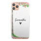 Personalised LG Phone Hard Case with Pink Flower Tree and Heart Accented Text