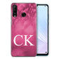 Personalised Huawei Hard Case - Hot Pink Marble & White Monogram