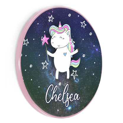 Personalised Wireless Charger with Magic Unicorn and Text on Stars and Hearts Galaxy