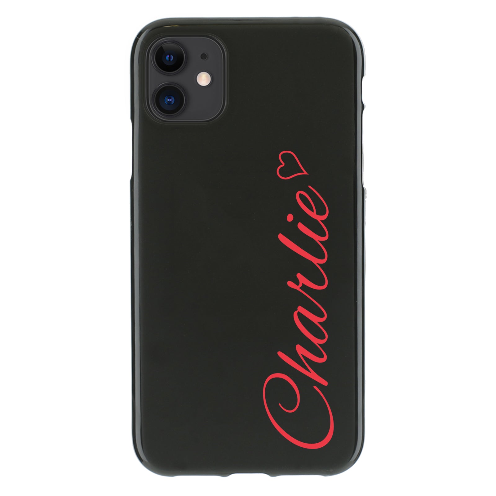 Personalised Apple iPhone Gel Case with Red Heart Accented Text