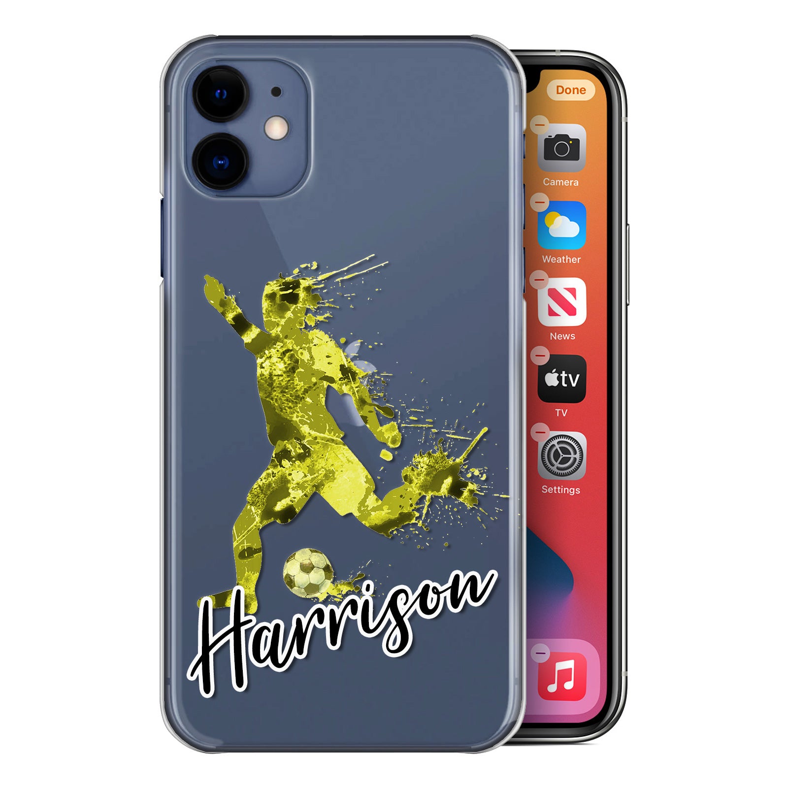 Personalised One Phone Hard Case - Zesty Yellow Football Star with White Outlined Text
