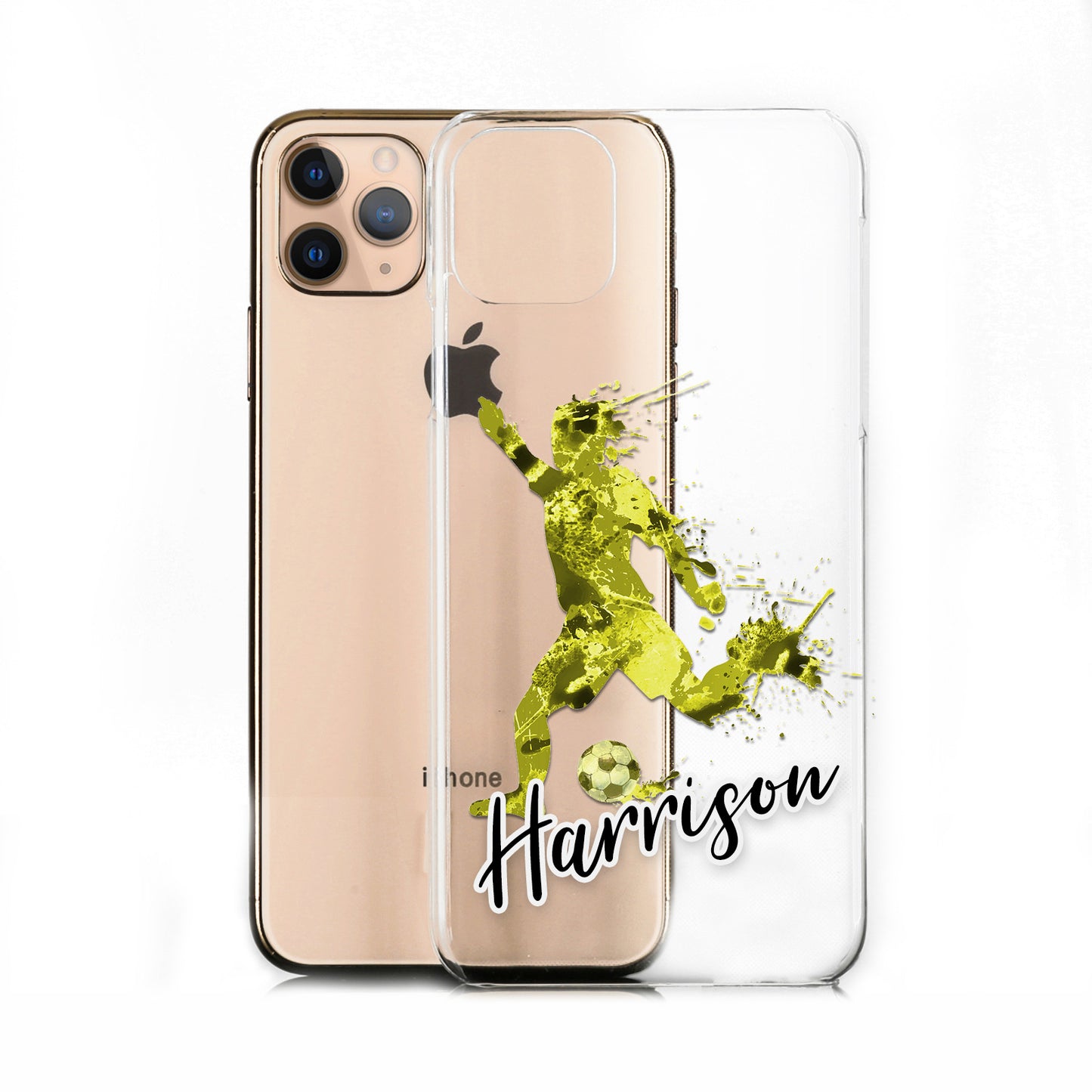 Personalised Huawei Phone Hard Case - Zesty Yellow Football Star with White Outlined Text