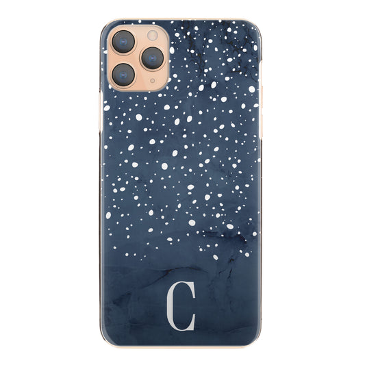 Personalised LG Phone Hard Case with Classy Initials on Blue Marble and White Dots
