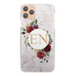 Personalised LG Phone Hard Case with Floral Gold Initials on Crystal Marble