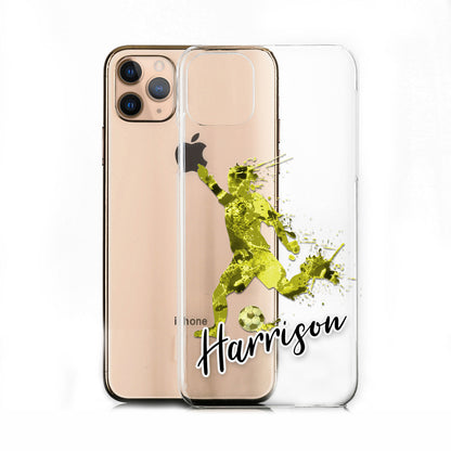 Personalised Honor Phone Hard Case - Zesty Yellow Football Star with White Outlined Text