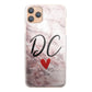 Personalised Oppo Phone Hard Case with Heart Accented Stylish Initials on Pink Marble