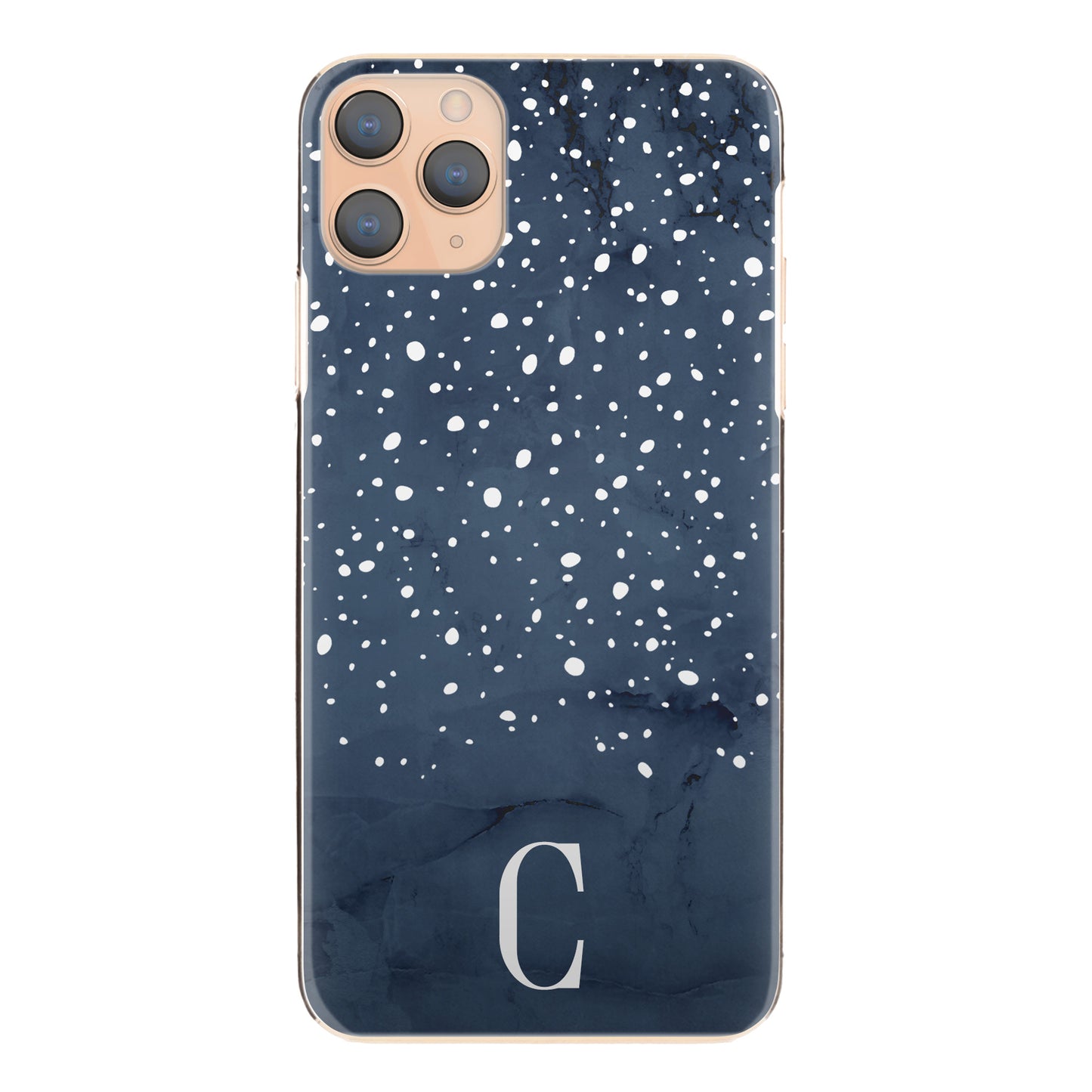 Personalised Sony Phone Hard Case with Classy Initials on Blue Marble and White Dots