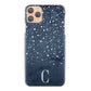 Personalised Samsung Galaxy Phone Hard Case with Classy Initials on Blue Marble and White Dots