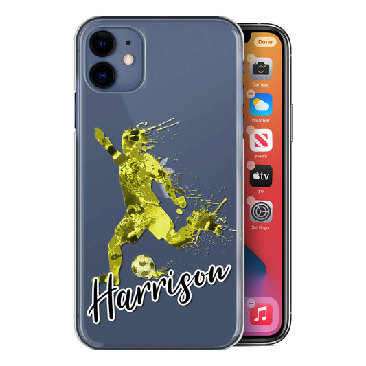 Personalised LG Phone Hard Case - Zesty Yellow Football Star with White Outlined Text