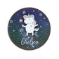 Personalised Wireless Charger with Magic Unicorn and Text on Stars and Hearts Galaxy