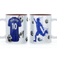 Personalised Mug with Stylish Text and Blue Shirt with Name & Number