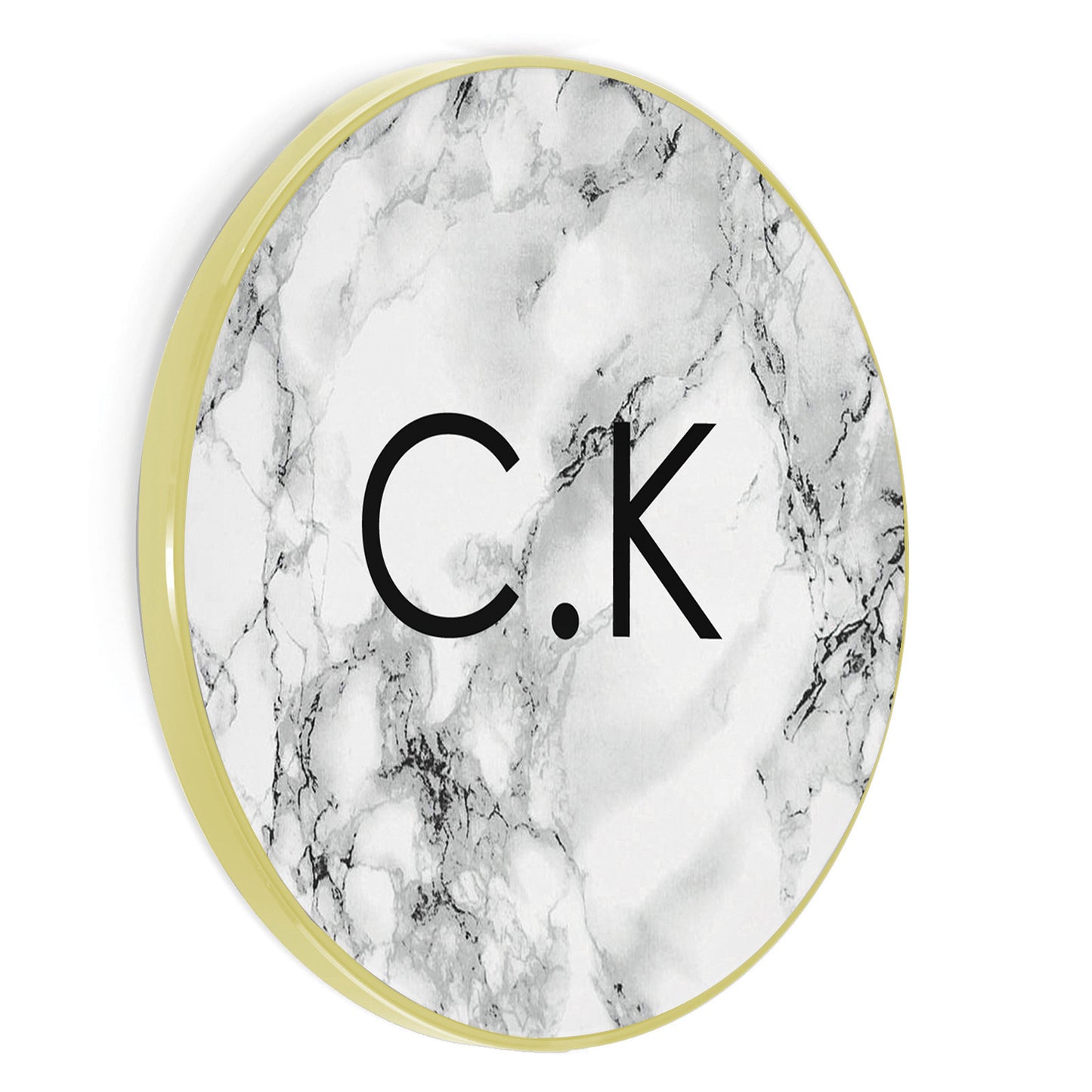 Personalised Wireless Charger with Modern Initials on Grey Marble