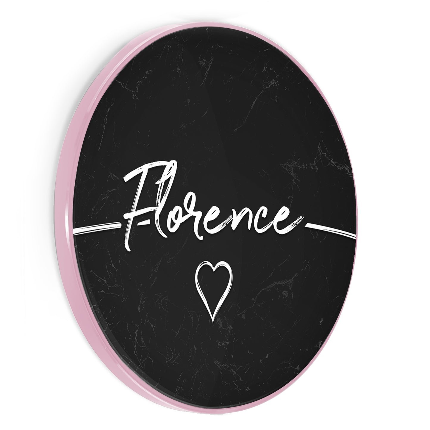 Personalised Wireless Charger with Stylish Text and Heart on Faded Black Marble