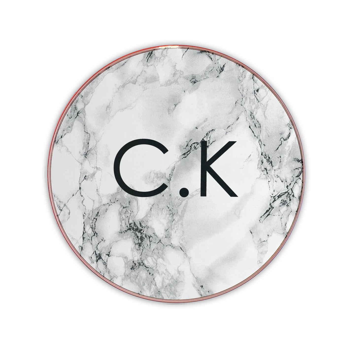 Personalised Wireless Charger with Modern Initials on Grey Marble