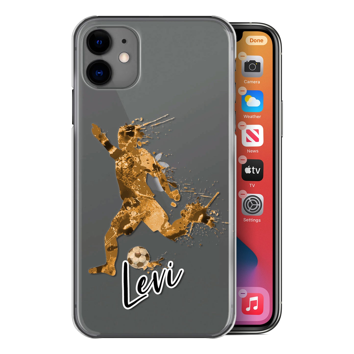 Personalised LG Phone Hard Case - Golden Orange Football Star with White Outlined Text