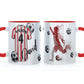 Personalised Mug with Stylish Text and White & Red Striped Shirt with Name & Number