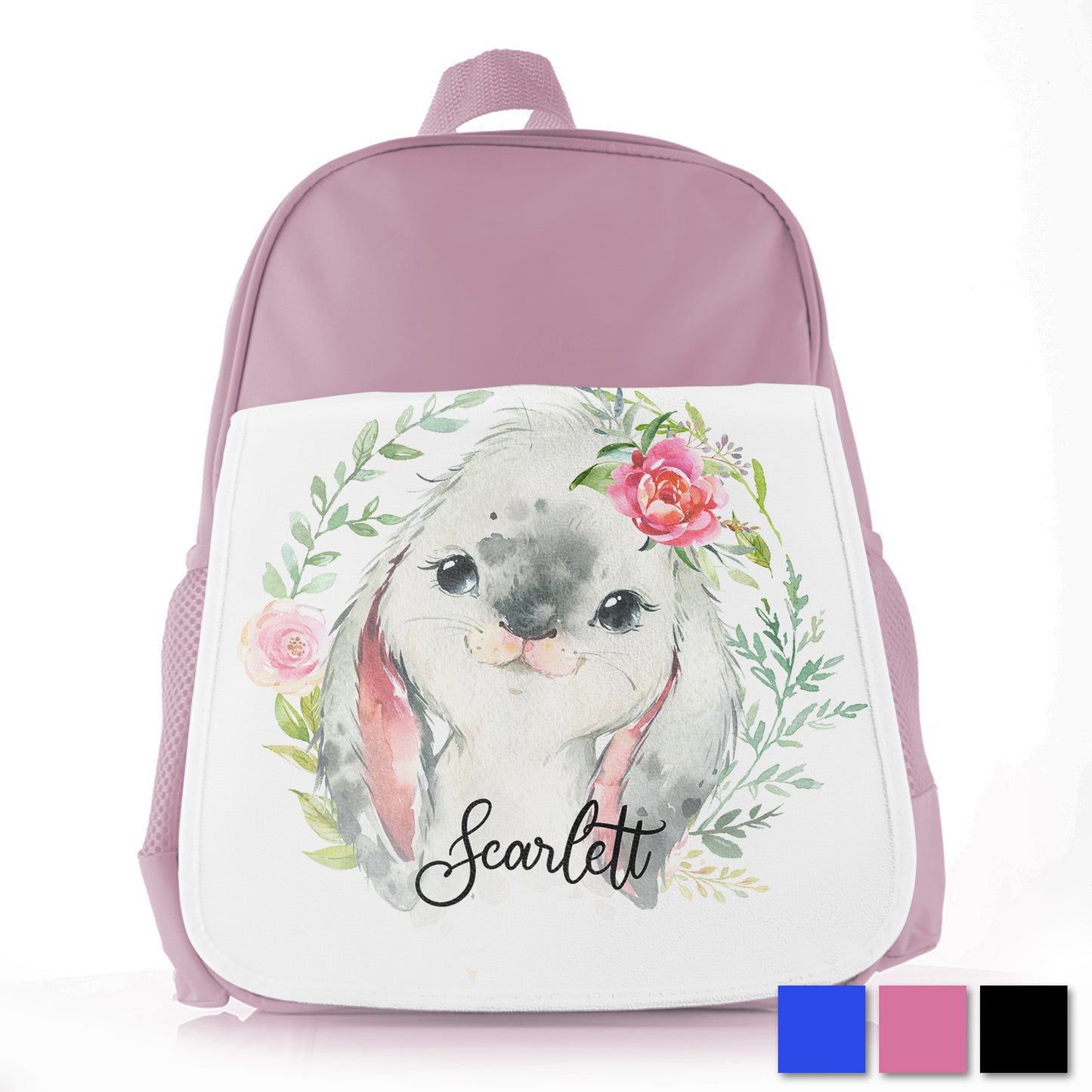 Personalised Rabbit Flower Wreath Kids School Bag/Rucksack