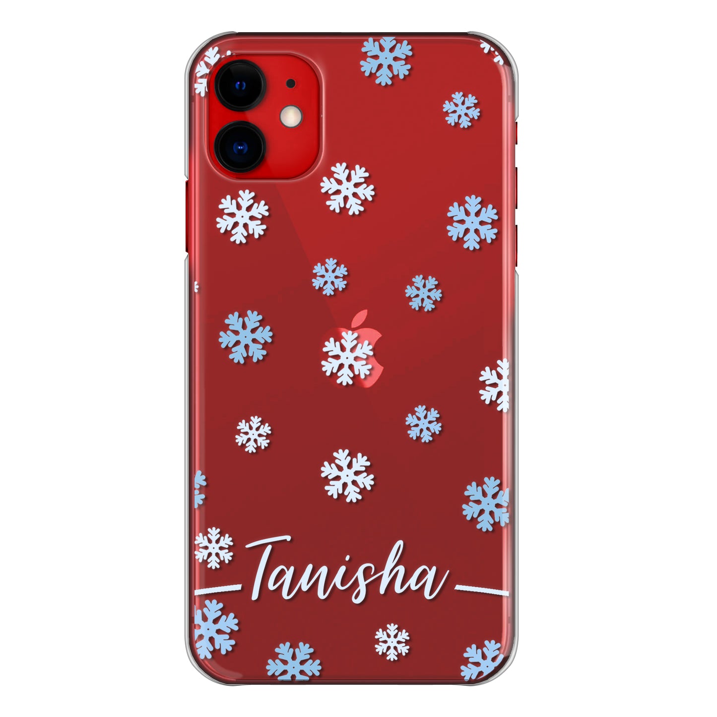 Personalised Samsung Galaxy Phone Hard Case with Falling Snowflakes and Stylish White Text