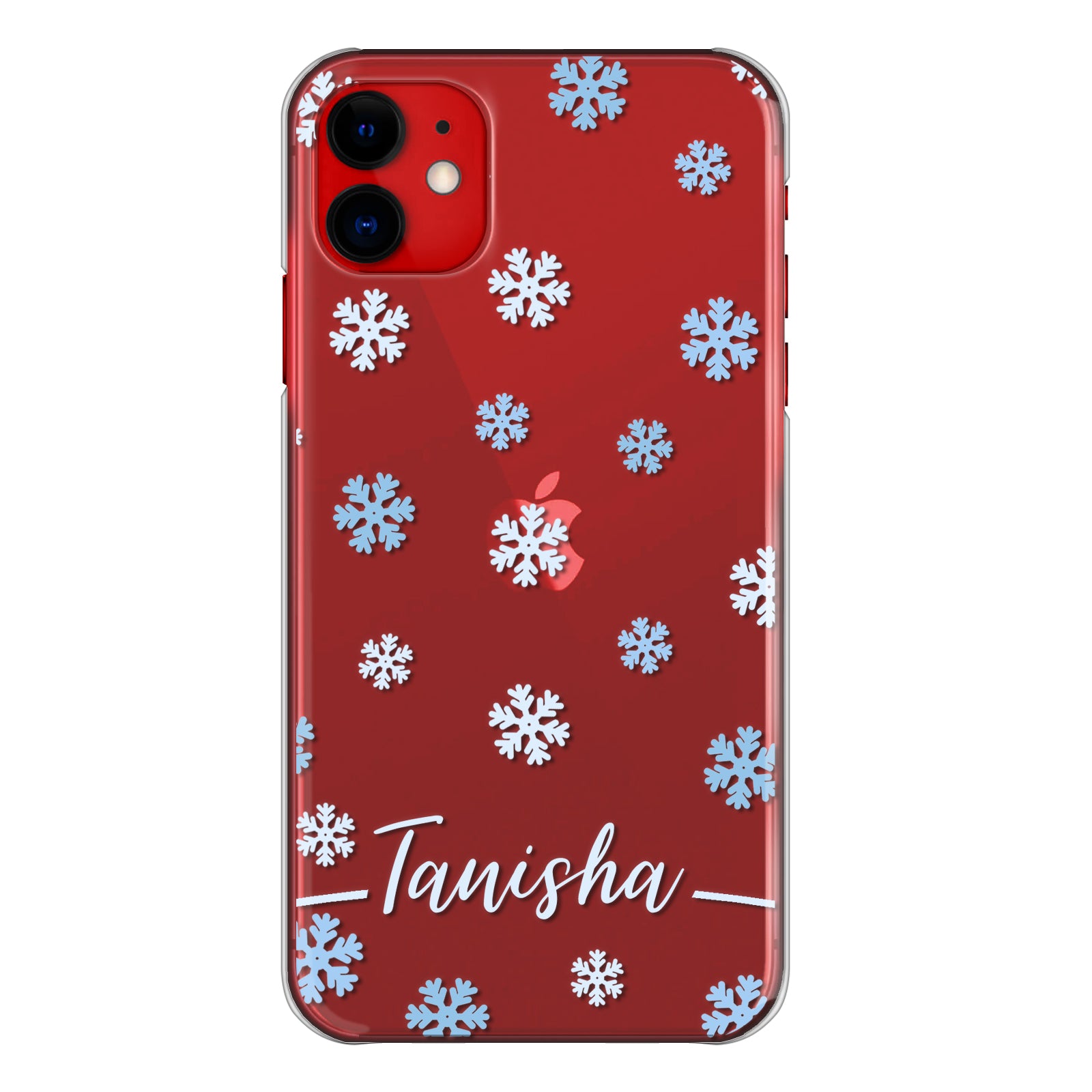 Personalised LG Phone Hard Case with Falling Snowflakes and Stylish White Text
