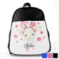 Personalised Lamb Pink Bunny Ears Kids School Bag/Rucksack