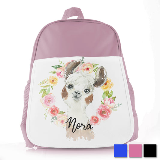 Personalised Alpaca Flowers Kids School Bag/Rucksack