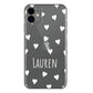 Personalised One Plus Phone Hard Case with White Hearts and Cute Text