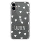 Personalised Samsung Galaxy Phone Hard Case with White Hearts and Cute Text