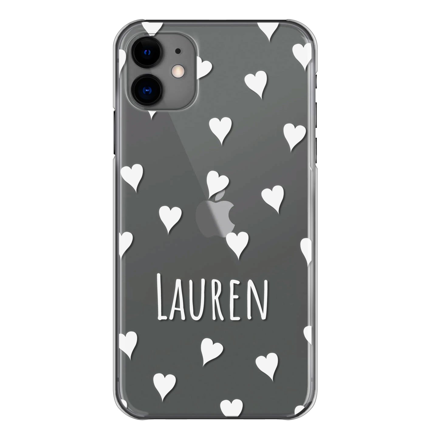 Personalised Google Phone Hard Case with White Hearts and Cute Text