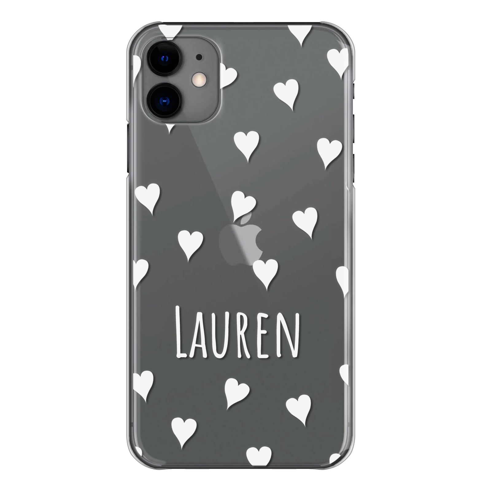 Personalised Huawei Phone Hard Case with White Hearts and Cute Text