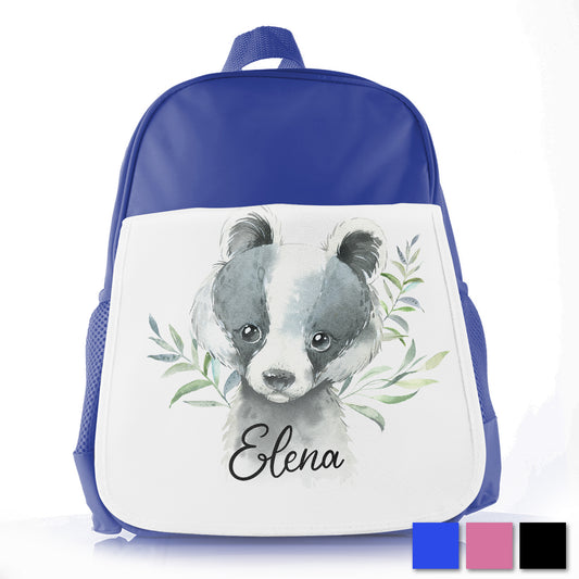 Personalised Badger Leaves Kids School Bag/Rucksack