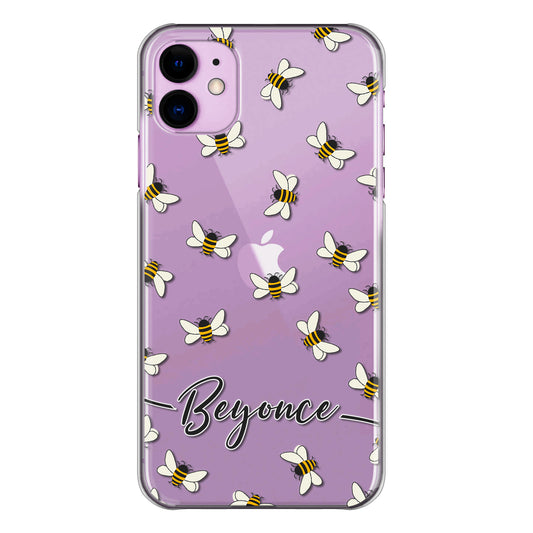 Personalised One Plus Phone Hard Case with Honeybees and White Outlined Text