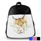 Personalised Spot Cat and Leaves Kids School Bag/Rucksack