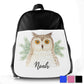 Personalised Brown Owl Pine Tree Kids School Bag/Rucksack