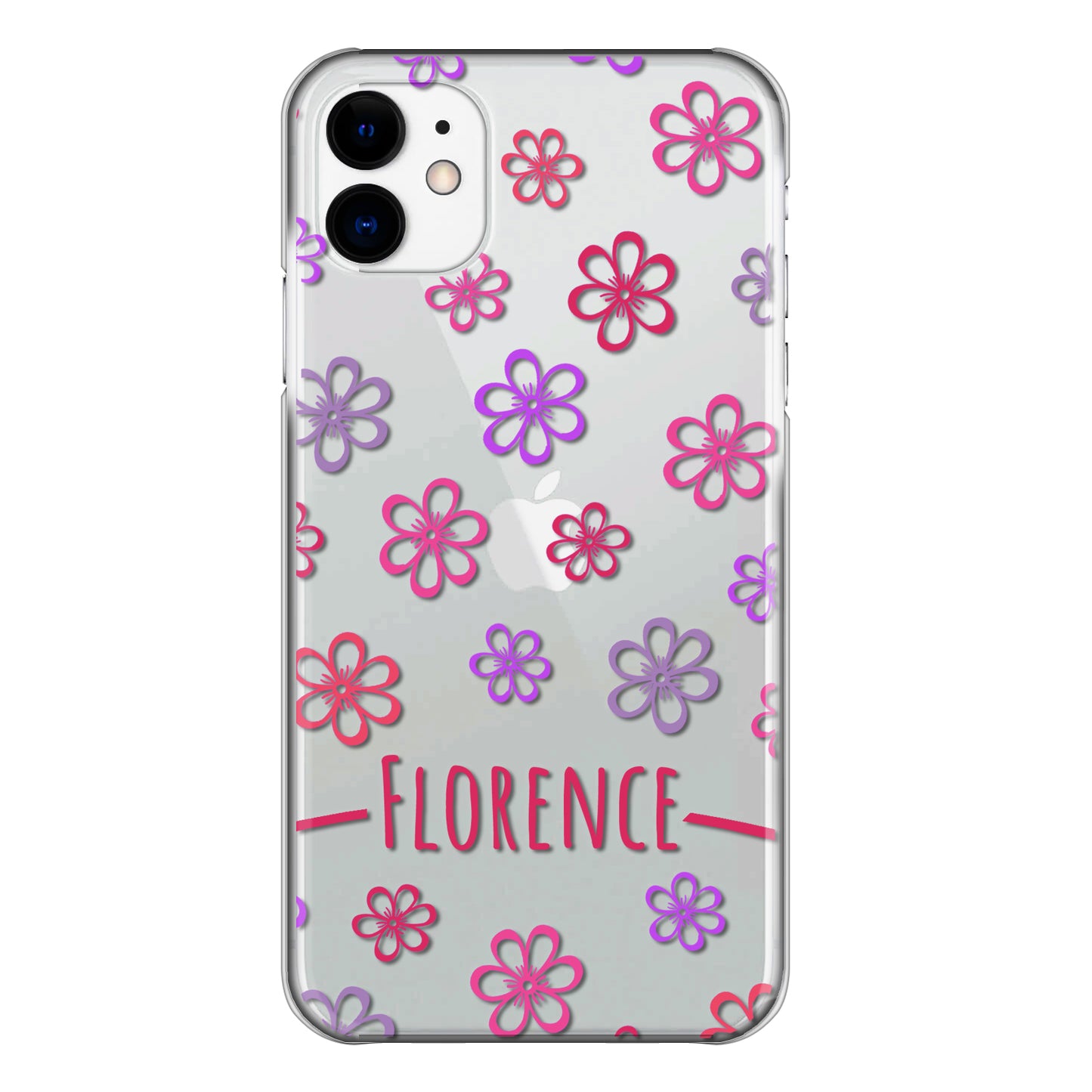 Personalised One Plus Phone Hard Case with Colourful Flowers and Cute Pink Text