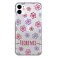 Personalised Apple iPhone Hard Case with Colourful Flowers and Cute Pink Text