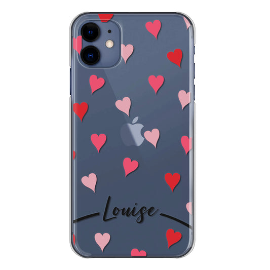 Personalised Apple iPhone Hard Case with Love Hearts and Stylish Text