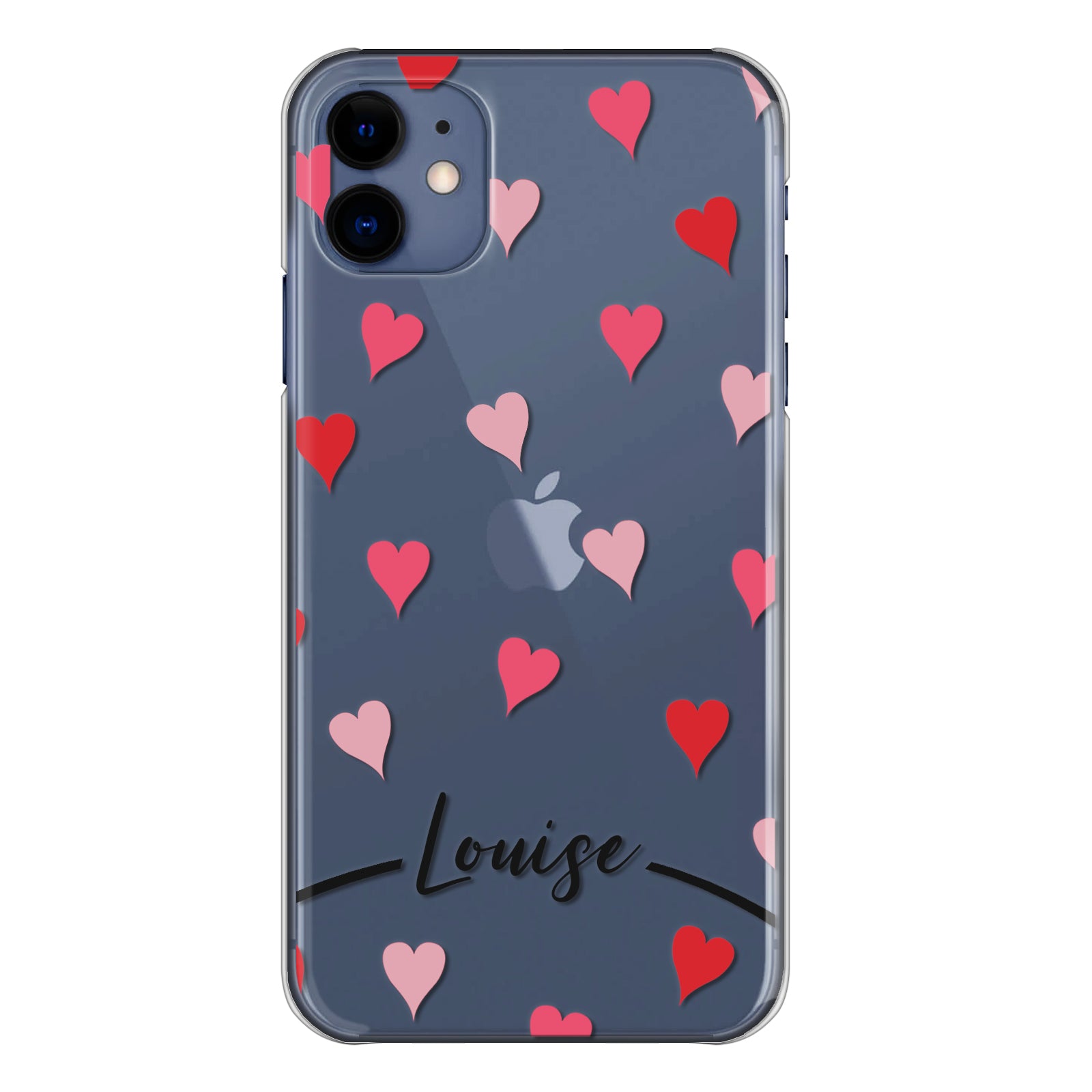 Personalised LG Phone Hard Case with Love Hearts and Stylish Text