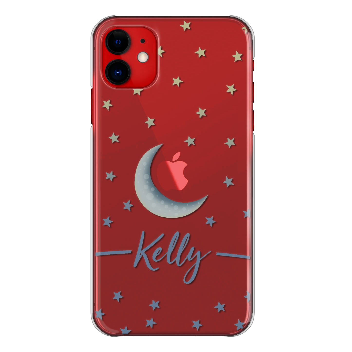 Personalised Nokia Phone Hard Case with Crescent Moon, Stars and Stylish Grey Text