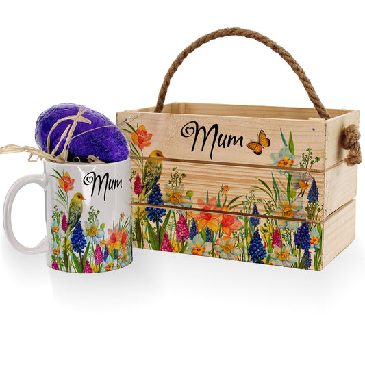Personalised Easter Basket Gift Hamper with Floral Meadow