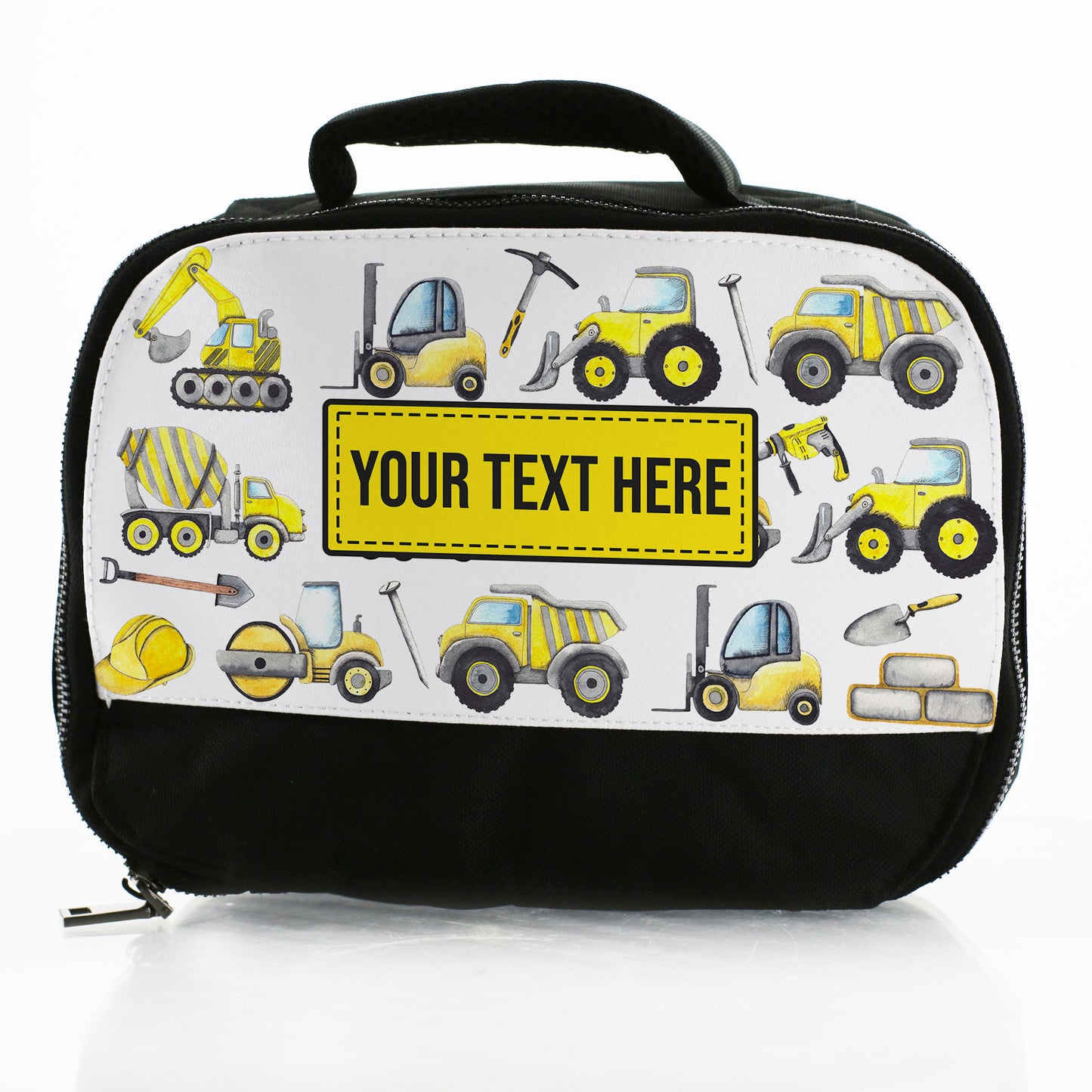Personalised Lunch Bag with Diggers & Trucks & Name