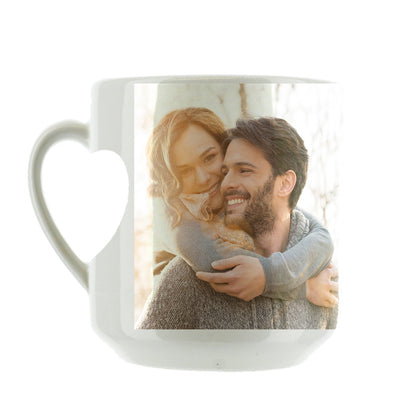 Personalised Love Heart Handle Photo Mug