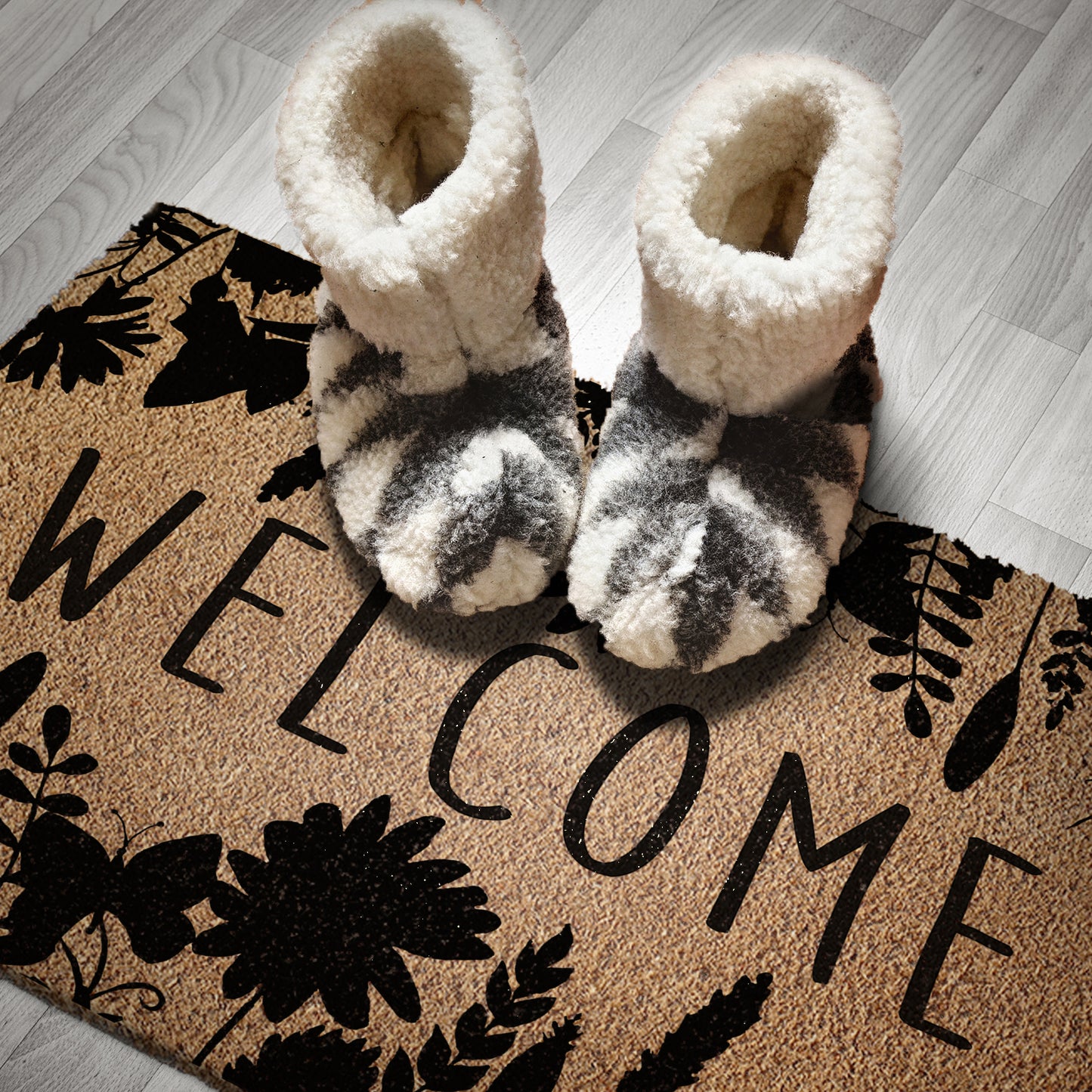 Door Mat Indoor Floral Welcome Coir Mat