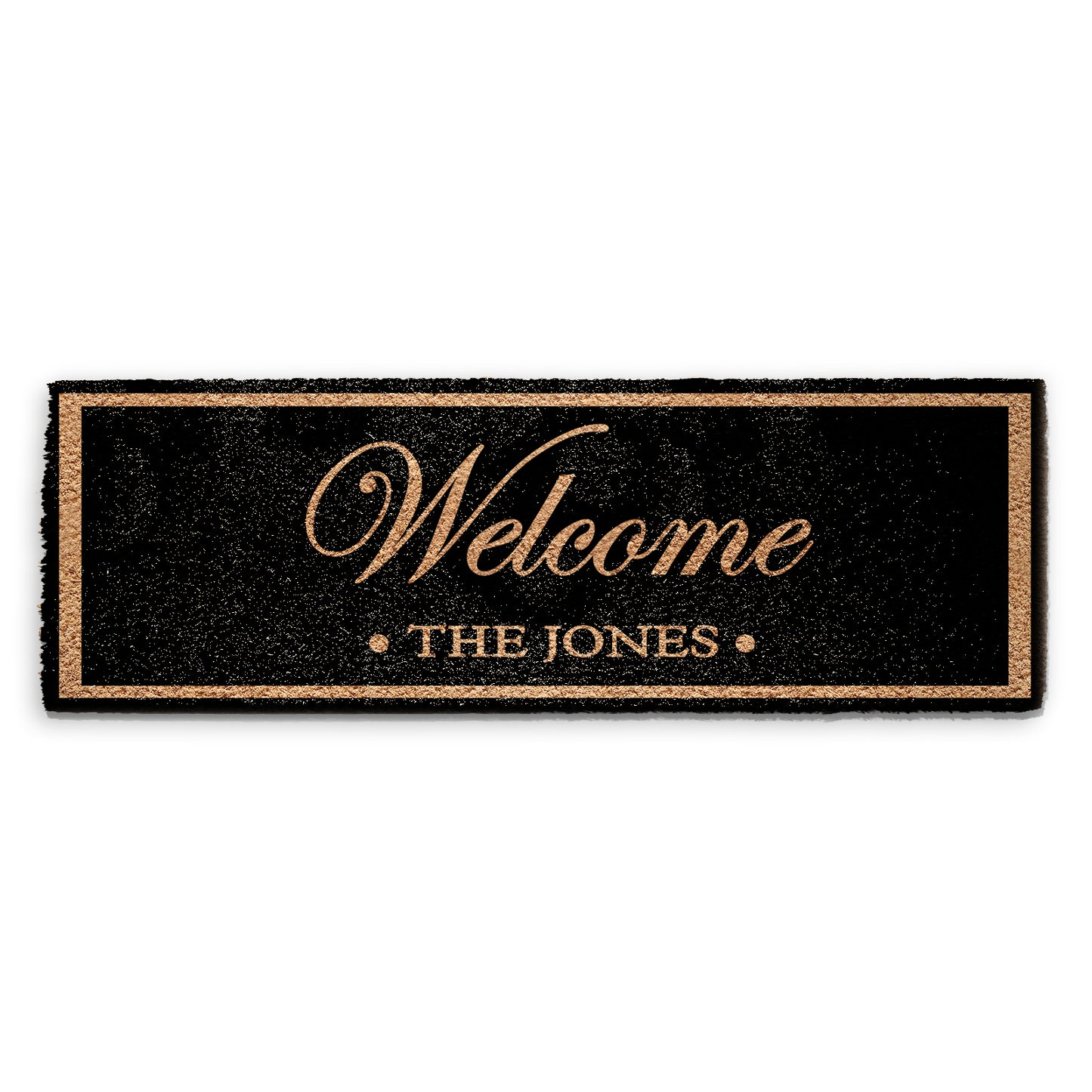 Personalised Black Doormat with Welcome and Family Name
