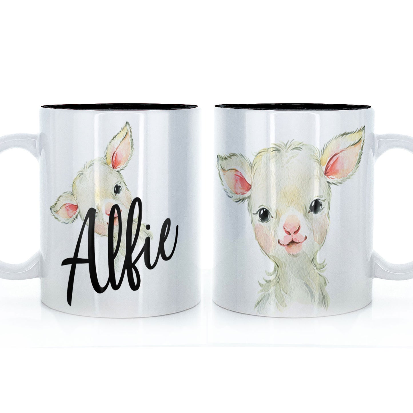 Personalised White Lamb Sheep and Name Mug