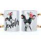 Personalised Mug with Stylish Text and Pink Flower Cow