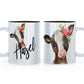 Personalised Mug with Stylish Text and Pink Flower Brown Cow
